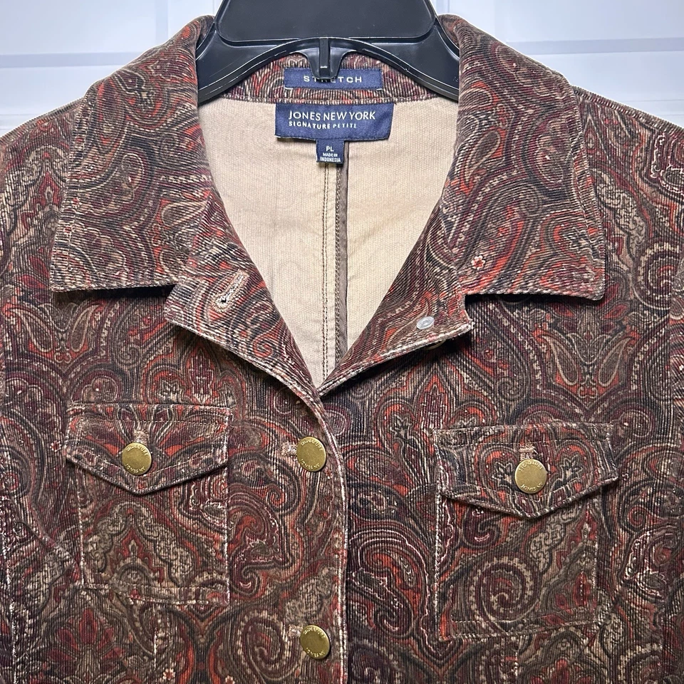 Jones New York подпись маленький PL эластичной свет пейсли узор вельветовая куртка - Изображение 4 из 4