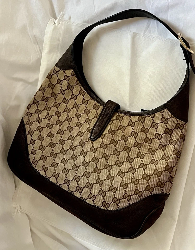 GUCCI Monogram Canvas & Leather Jackie Vintage 1961 Y2K Hobo Shoulder Bag - Image 2 of 4