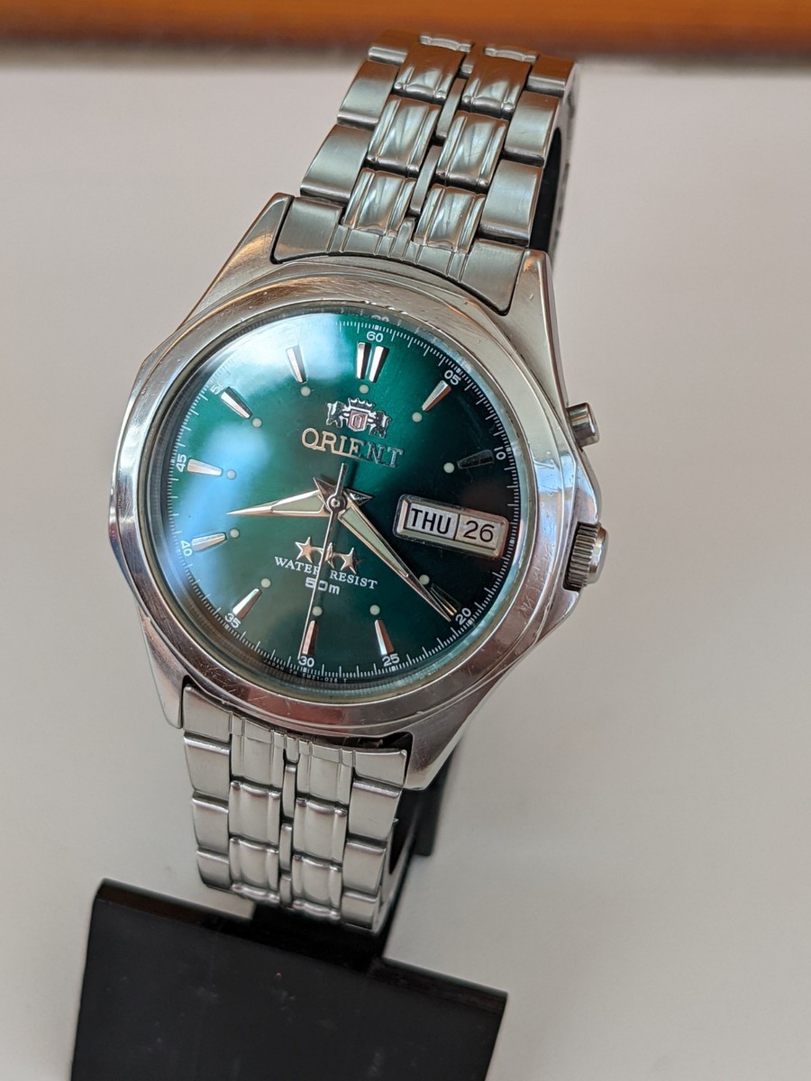 Orient 3 star crystal 21 Jewels 46943 Japan automatic watch dark