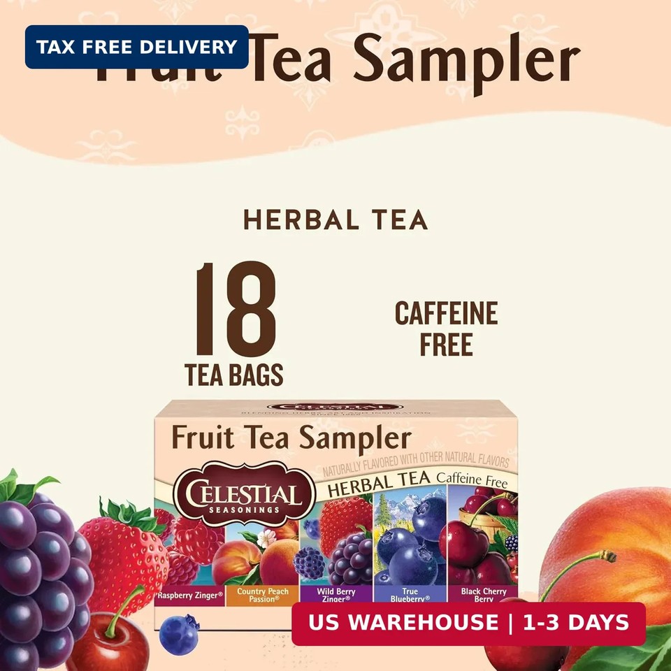 Celestial Seasonings Fruit Tea Sampler Herbal Tea Variety Pack ...