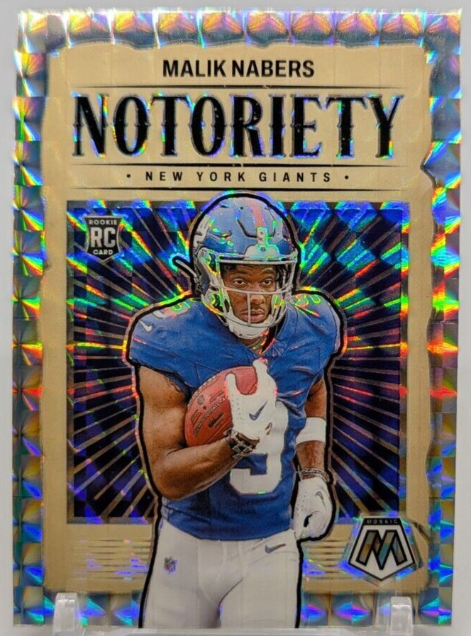 🏈2024 Panini Mosaic SILVER MOSAIC PRIZM MALIK NABERS Notoriety RC #23 Giants🏈