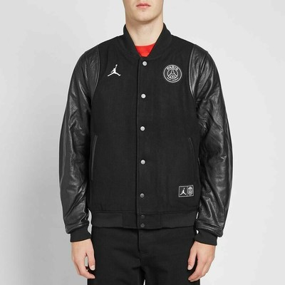 Nike Jordan X PSG Bomber Jacket Black Leather Destroyer Size XL, 2XL BQ8363 010 | eBay