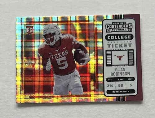 2023 Panini Chronicles Draft Bijan Robinson RC Pink College Ticket Texas Holo💥 - Imagen 3 de 4