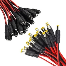 40 Pcs Dc Power Pigtail Cable Adapter 2.1mm X 5.5 Mm Male And Female Connector F