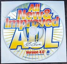 1999 SIGNED America Online Collectible / Install Disc, AOL CD v4.0 Free Shipping