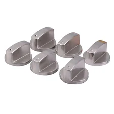 Silver 6pcs Gas Stove Knobs Cooker Oven Kitchen Control Metal Replace