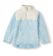 Wonder Nation Colorblock Quarter Zip Sherpa Pullover, Apollo, XL 14/16