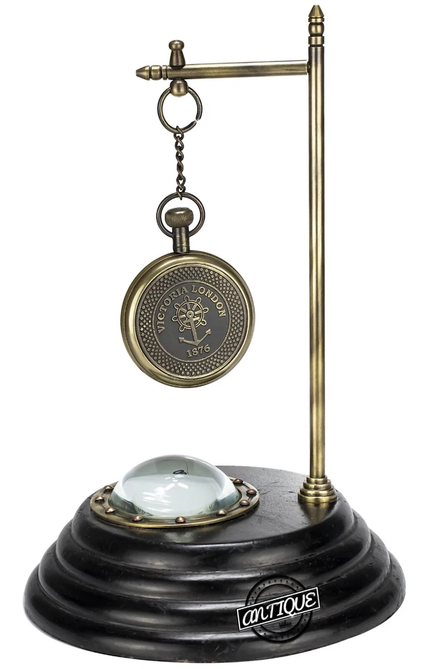 Vintage Classic Wooden Compass Base Mantle Table Clock Victorian Desk Ornaments. - Image 3 of 4