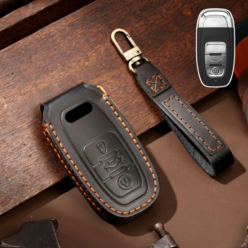 Funda de cuero genuino para llave de coche para Audi S3 S4 S5 TT A6 A7 A8 Q3 Q5 Q7 A4 A5 Foto 3 de 4