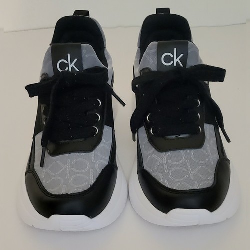 CALVIN KLEIN SNEAKER SHOES KCUMIKA-C LACE-UP WOMEN'S SIZ 8 BLACK "CK" LOGO PRINT - Picture 5 of 12