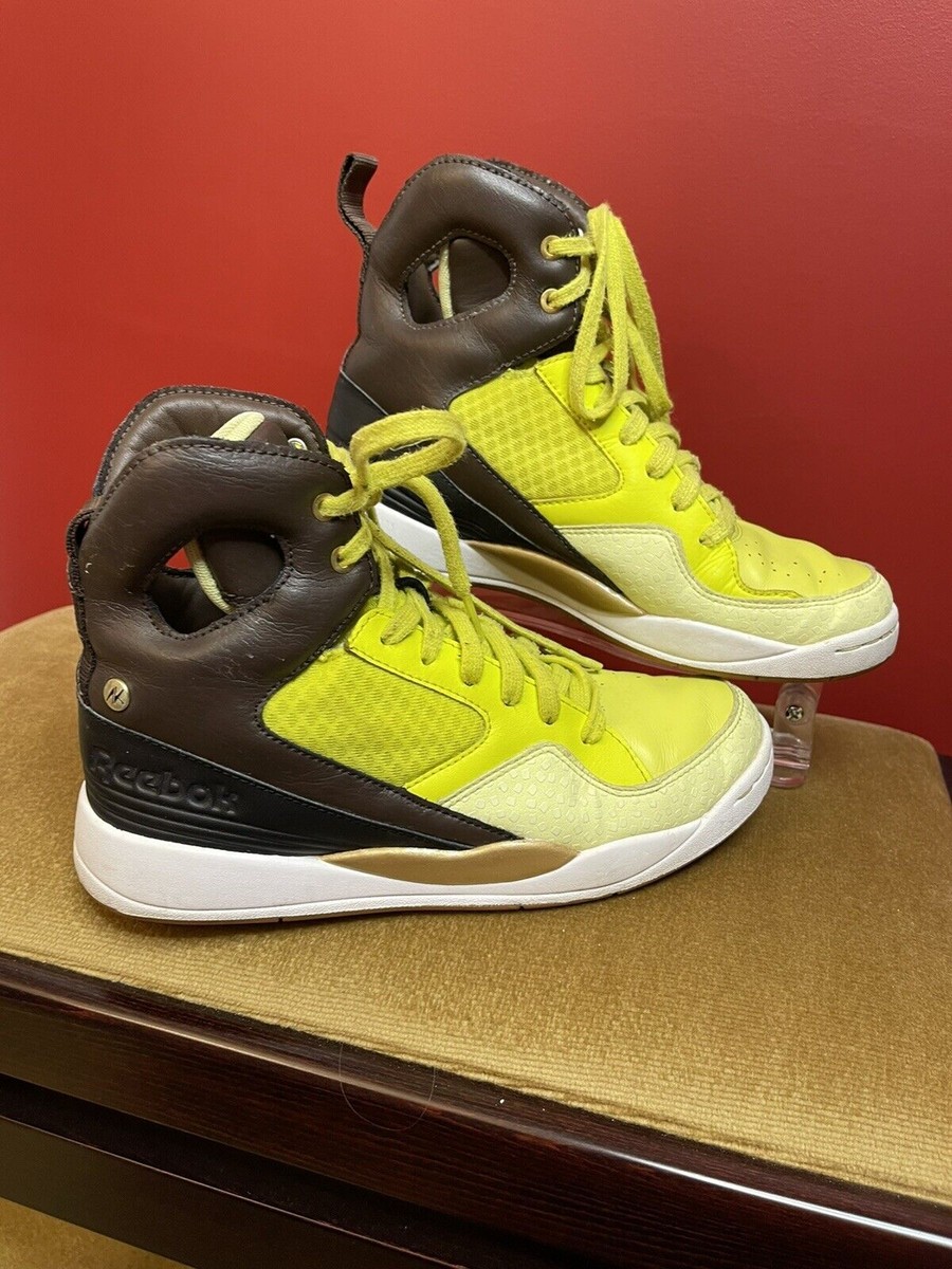 Reebok AK Alicia Keys Collaboration Hight Top Leather Yellow Brown Trainers 