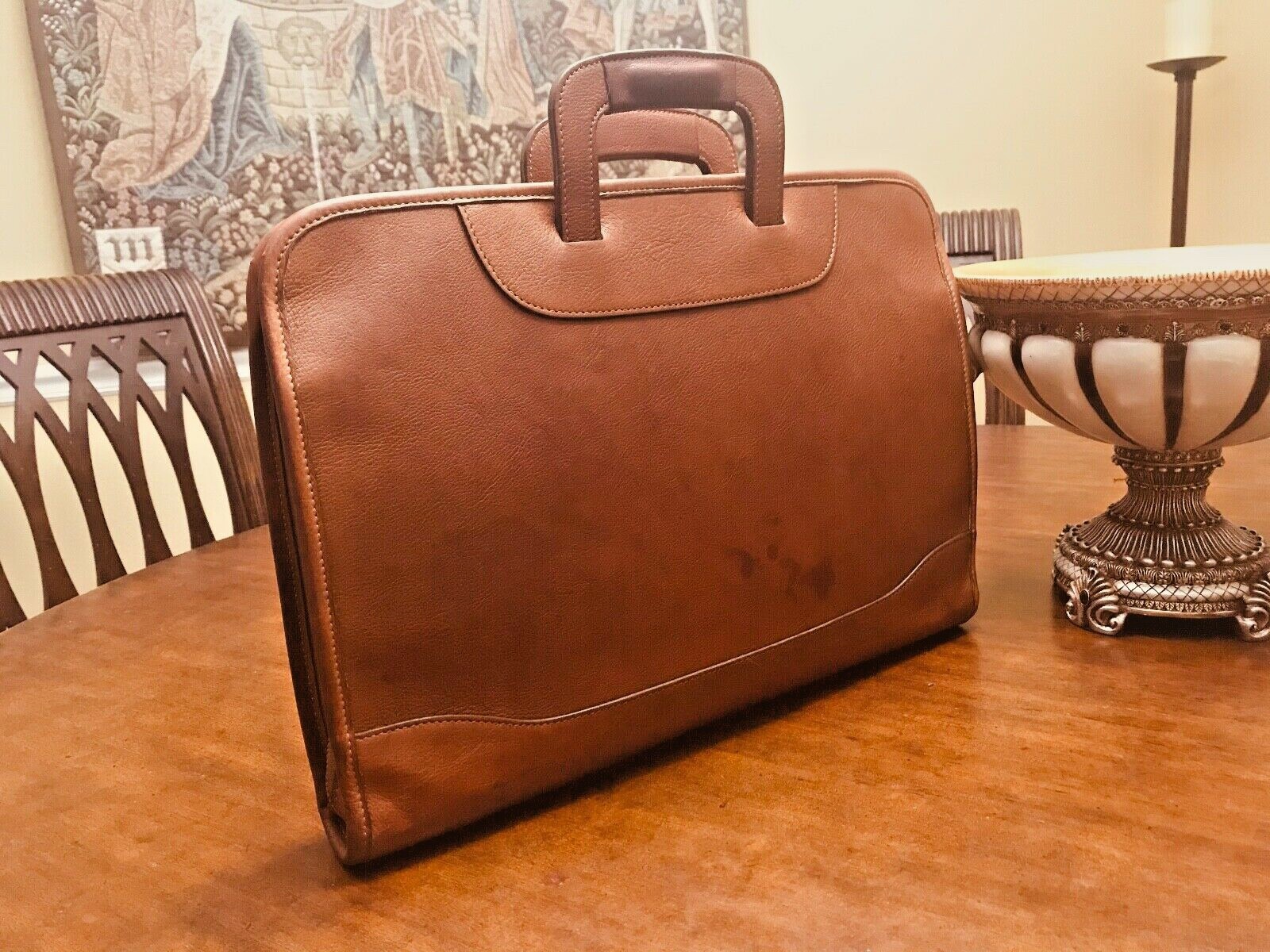 GHURKA No 24 British Tan Leather Briefcase / Attach… Gem