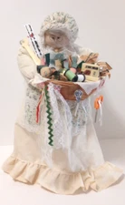 Vintage Handmade Plush Doll w Sewing Machine, Thread, Needles, etc. Signed 18"