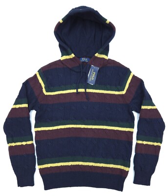 Polo Ralph Lauren Men's Small St. Andrews Cable Knit Sweater Hoodie NWT $198