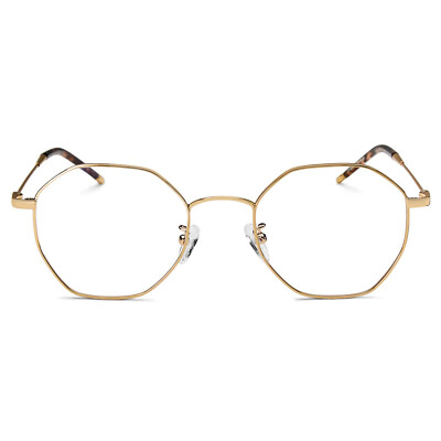 Hex Men Women Metal Glasses Frame Light Hexagon Vintage Gold