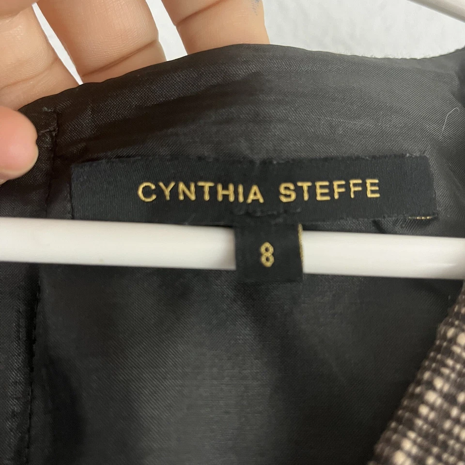 Vestido Cynthia Steffe Marrón Tweed Sin Mangas Volantes Imitación Envolvente Escote Cambio 8 Foto 2 de 4