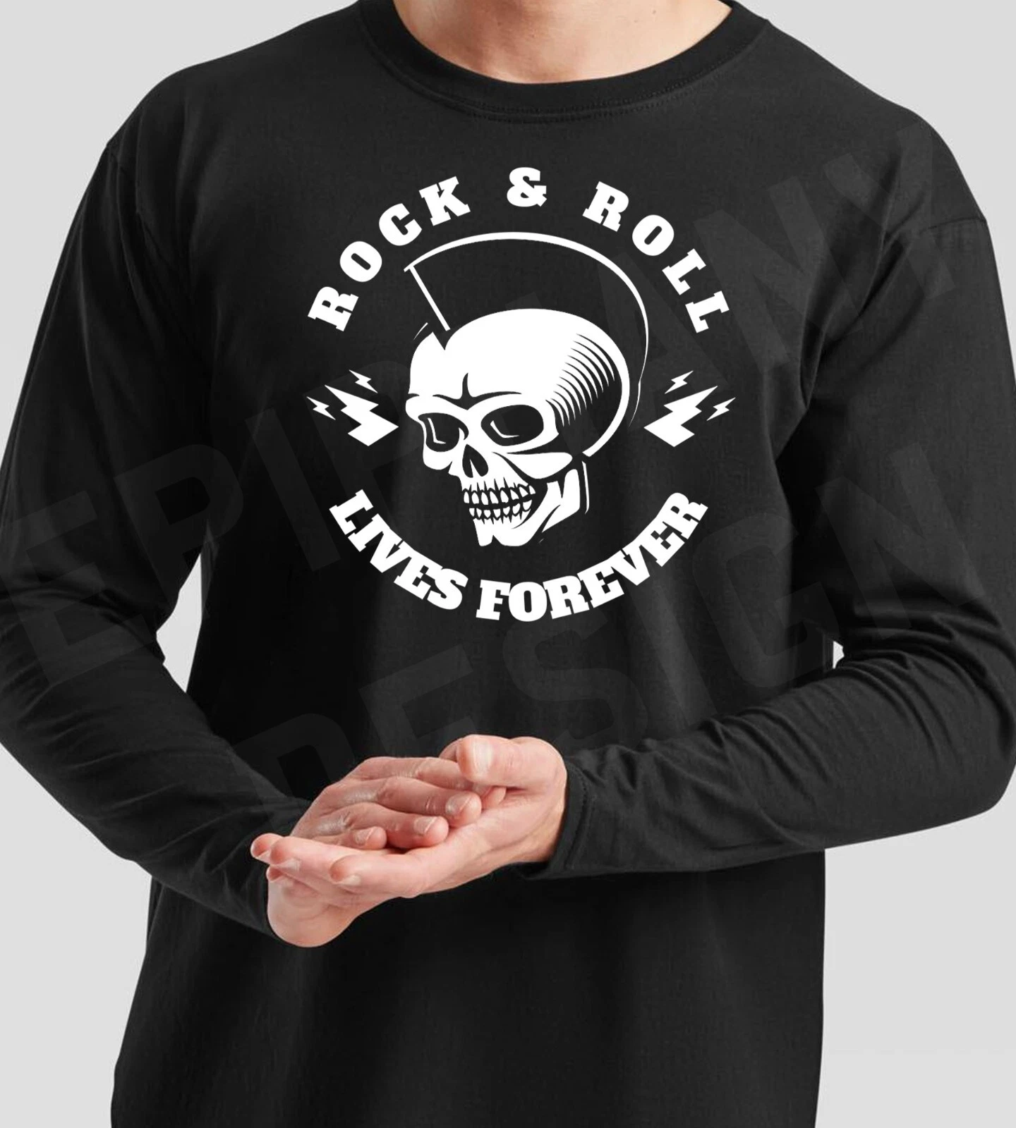 Rock & Roll Mens T-Shirt Long Sleeve Rockabilly The 50's Psychobilly Elvis
