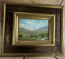 Quadro Buoi Al Pascolo Stile Post Macchiaioli - P. Mazzoni. Olio Su Tavoletta