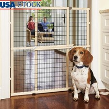 Durable Extra Tall Wire Mesh Pet Gate Dogs  Cats Pressure Mounted Safe Barrier