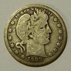 1909 Barber Silver Quarter - 90% Silver