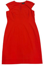 TAHARI Arthur S Levine Red Sheath Dress Gold Detail Career Cocktail Wedding 8