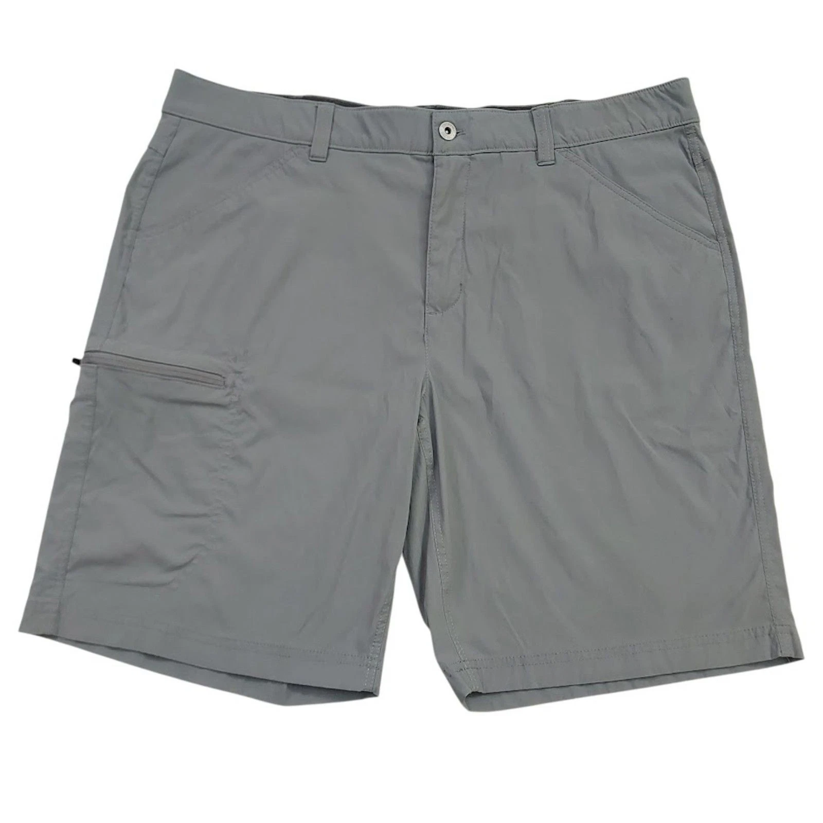Eddie Bauer Rainier Tech Shorts Mens 40 Gray Stretch Hiking Zip Pocket Outdoor