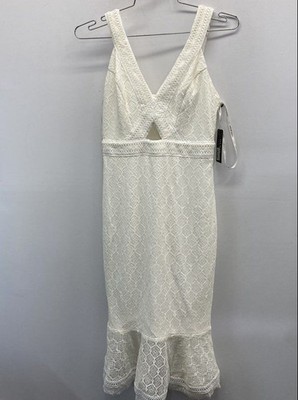 Guess Women's White Crochet Lace Cutout Mermaid Midi Dress Sz 2 NWT | eBay