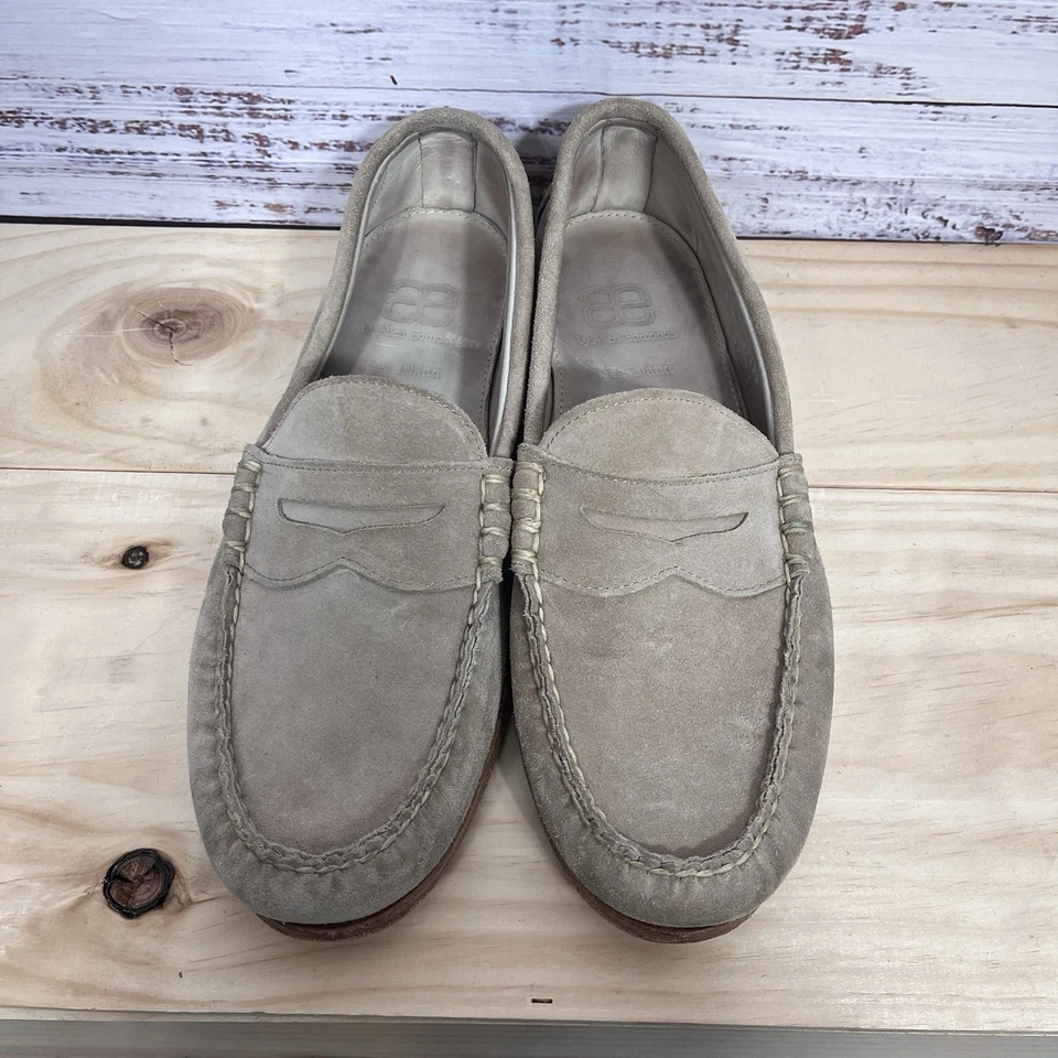 Allen Edmonds 10 D Sea Island Tan Suede Snuff Penny Loafers Slip On Shoes - Image 2 of 4