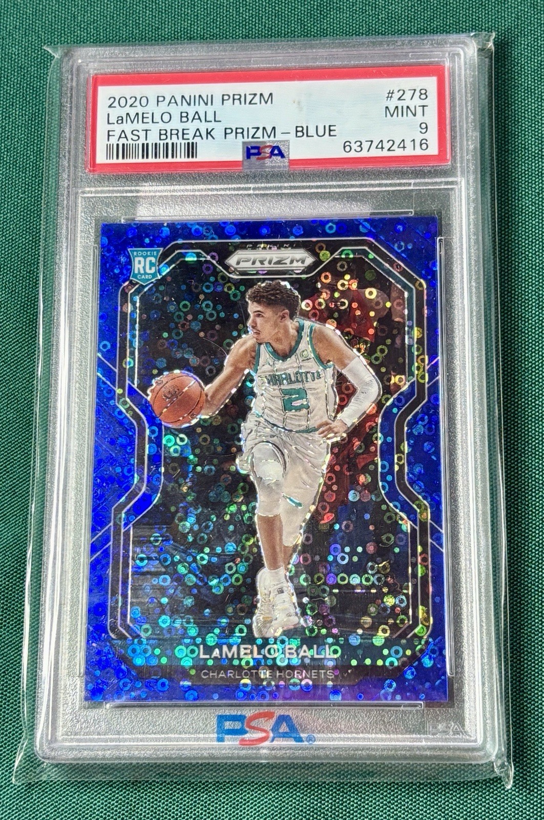2020 Panini Prizm Fast Break Blue #278 - Lamelo Ball RC 075/175 PSA 9 Mint