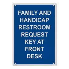 Family And Handicap Restroom Request Sign, 8.5 x 11 in", Accessibility Sign