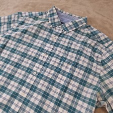 Nautica Shirt Mens XL Green Tartan Plaid Classic Stretch Casual Button Down