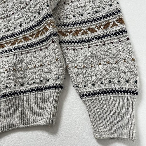 Vintage Cream Chunky-Knit Jumper Mens Size L Heavyweight Van Heusen Sweater 90s - Picture 4 of 8