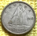 1942 Canada 10 Cents 80% Silver KM #34