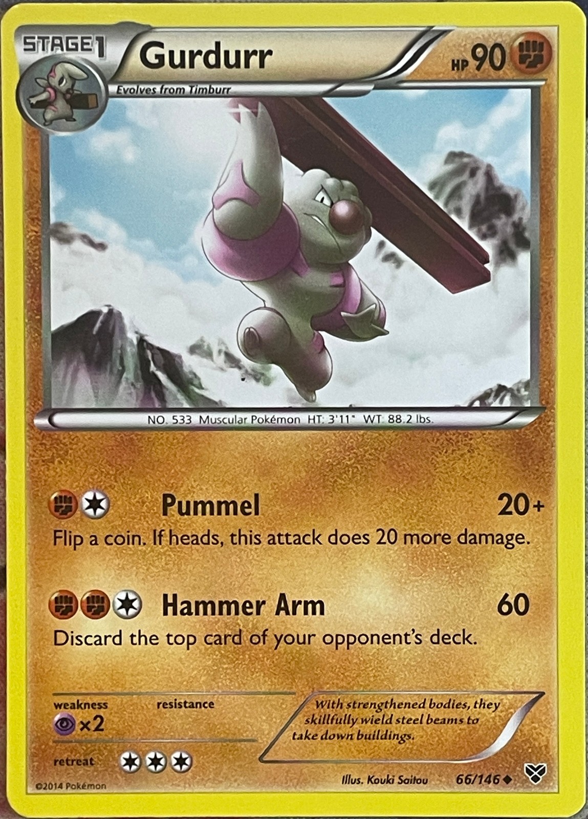 Gurdurr - 66/146 - XY Base Set Pokemon 2014