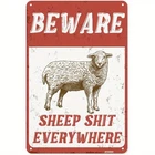 Vintage Beware Tin Metal Signs Home Décor Wall Art Funny Sheep Farm Yard Farmhou