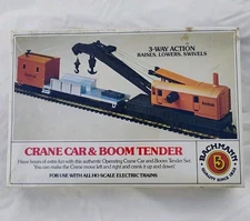 Vintage Bachmann HO Scale Amtrak Crane Car And Boom Tender model #1438 w/Box