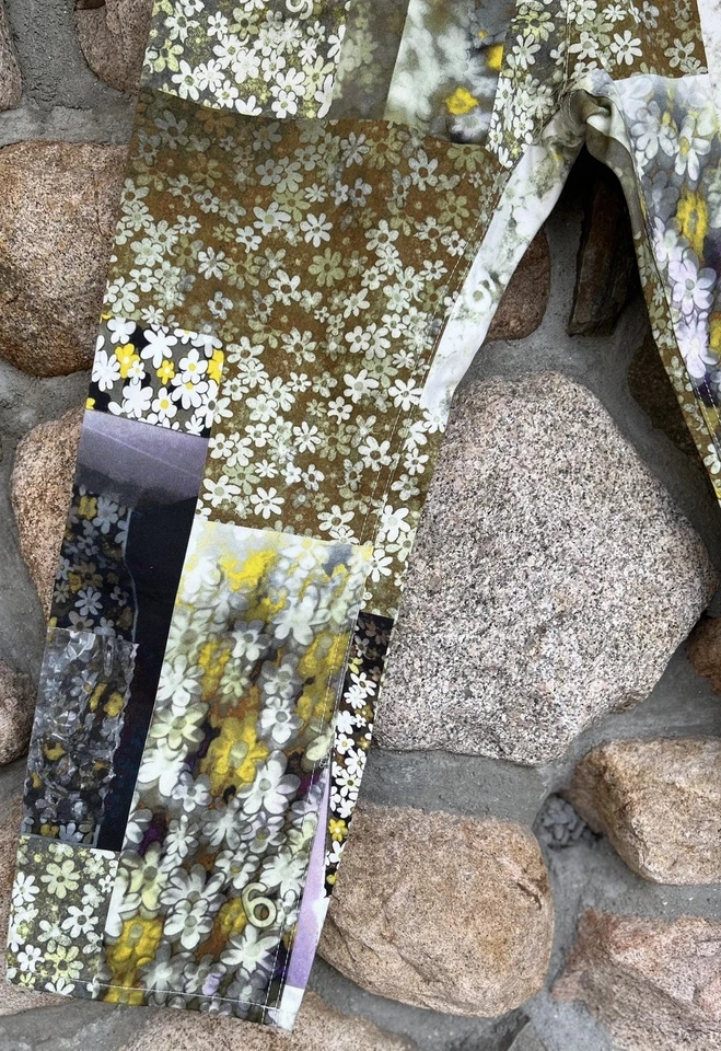 Pantaloni denim cropped patchwork stampa floreale MM6 MAISON MARGIELA SS 2016 taglia 38 - Immagine 4 di 4