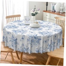 Blue Floral Round Tablecloth 70 Inch Rustic 70" Round Blue Floral Butterfly