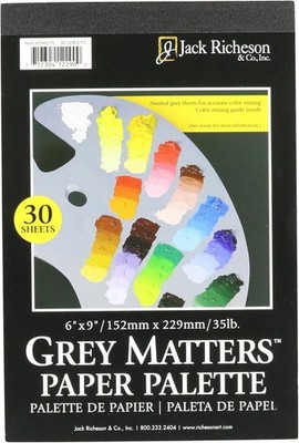 Jack Richeson Grey Matters Disposable Paper Palette, 6 x 9 in, 30 Sheets Gray 