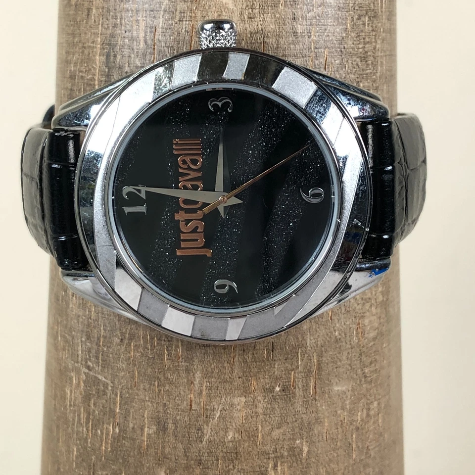 Just Cavalli Women Dress Black Leather Band Quartz Analog 38mm Watch 6 3/4" - Image 2 of 4