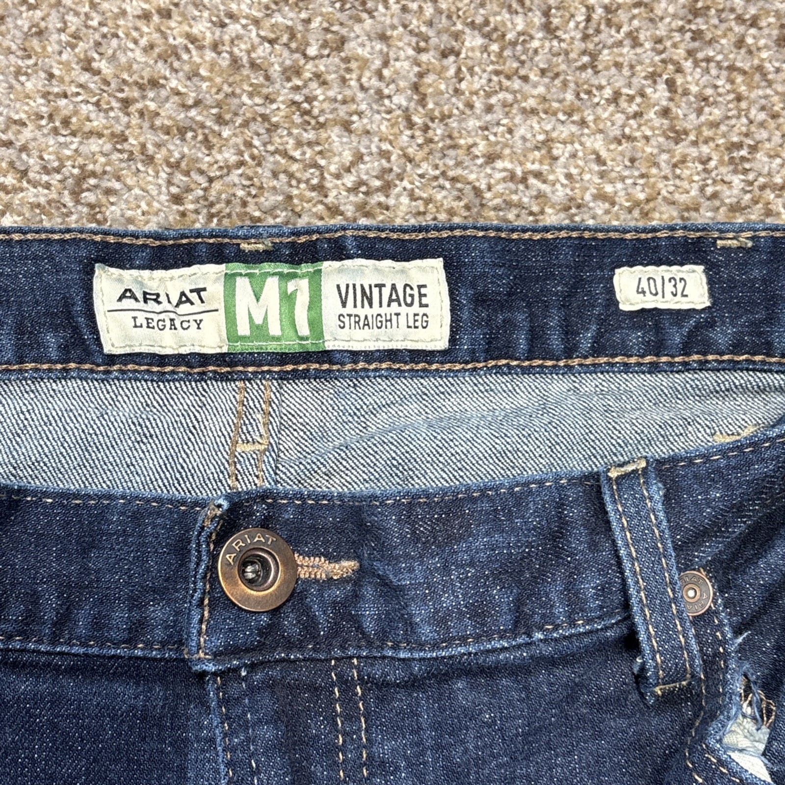 Ariat Legacy M1 Vintage Straight Leg Jeans Mens 40/32 Fits 39x32 Dark Denim - View 4