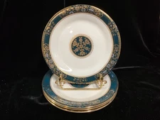 (SET OF 3) Royal Doulton CARLYLE Floral/Gold 8" Salad Plates ~EXCELLENT ~
