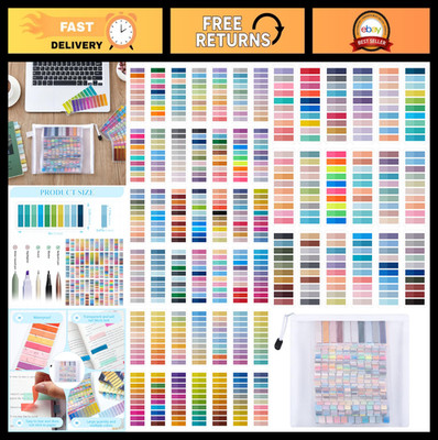12000 Pcs Sticky Tabs for Books - Transparent Multicolored Annotation Markers, W
