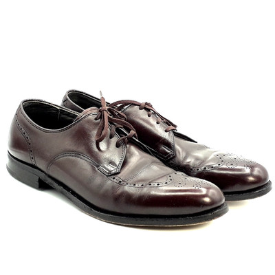 E.T. Wright Mens Brown Leather Plain Toe Brogue Wingtip Oxford Shoes US Size 11B