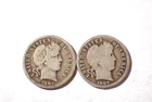 A Lot of two silver Barber dimes dated 1904 1907 Very Good Cond set RGR 551