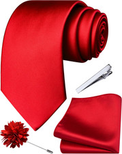 3.15"  8cm  Mens Tie and Lapel Pin Solid Necktie Handkerchief Tie Clip Set for Me