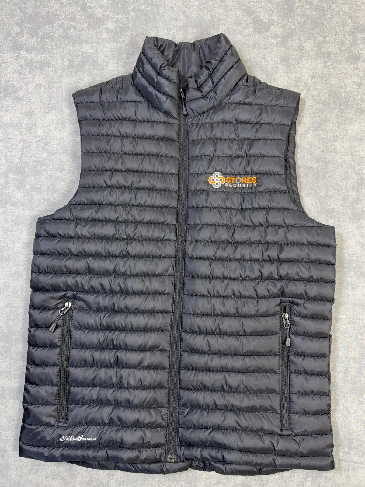 Eddie Bauer Vest Mens Medium Gray Quilted Packable EB516 Zip Pockets Lightweight