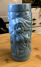 BarConic Ceramic Tiki Mug Cup Tall Hawaiian Bar Ware Tumbler Blue Mermaid 7