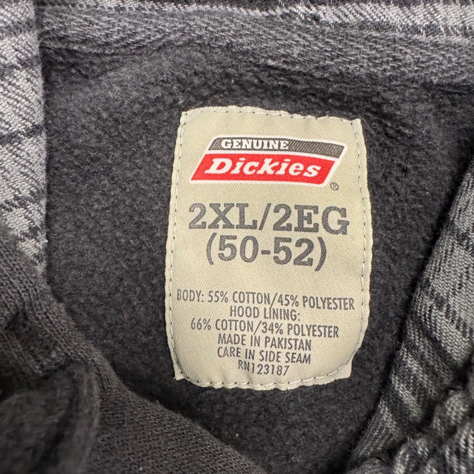 Dickies Mens 2XL Black Hoodie Gray Plaid Lined Hood Genuine Classic - Image 4 of 4