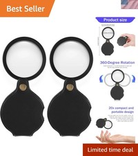 20X Pocket Magnifier, 2Pcs Mini Folding Magnifying Glass for Reading and Inspect